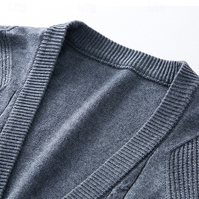 Herren Pullover Kleid Pullover Strickjacke Strickpullover Gerippt Stricken Normale Oberteile Gestrickt Gerippt Einfach V Ausschnitt Mode Schals Geschäft Lässig Bekleidung Frühling Herbst Marineblau 2025 - $41.99 –P6