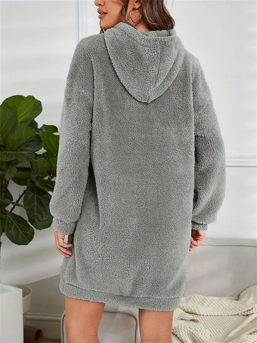 Sukienka dresowa damska hoodie mini sukienka sukienka ołówkowa wakacje casual boho na co dzień sportowa wychodząca luźny krój gładki długi rękaw z kapturem różowy czerwony niebieski szary wiosna 2026 - $31.99 –P8