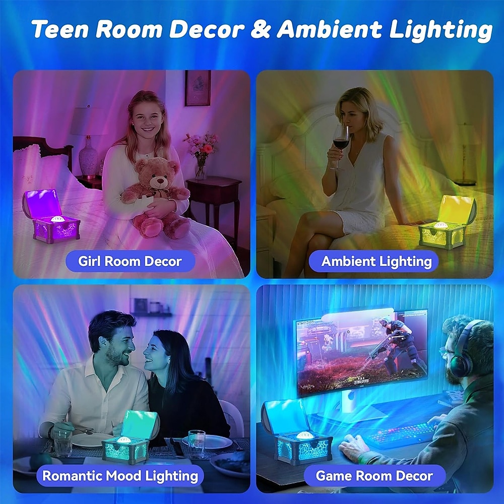 noorderlicht projector 7 kleuren schatkist nachtlampje aurora licht projector met 8 effecten &dimbare Galaxy Light sfeerverlichting voor de slaapkamer, cadeau voor kinderen, tieners en vrouwen 2025 - $58.99 –P6