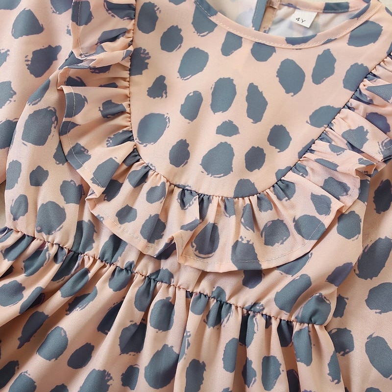 Mommy and Me Dresses Polka Dot Street Print Khaki Long Sleeve Midi Active Matching Outfits 2026 - $20.99 –P8