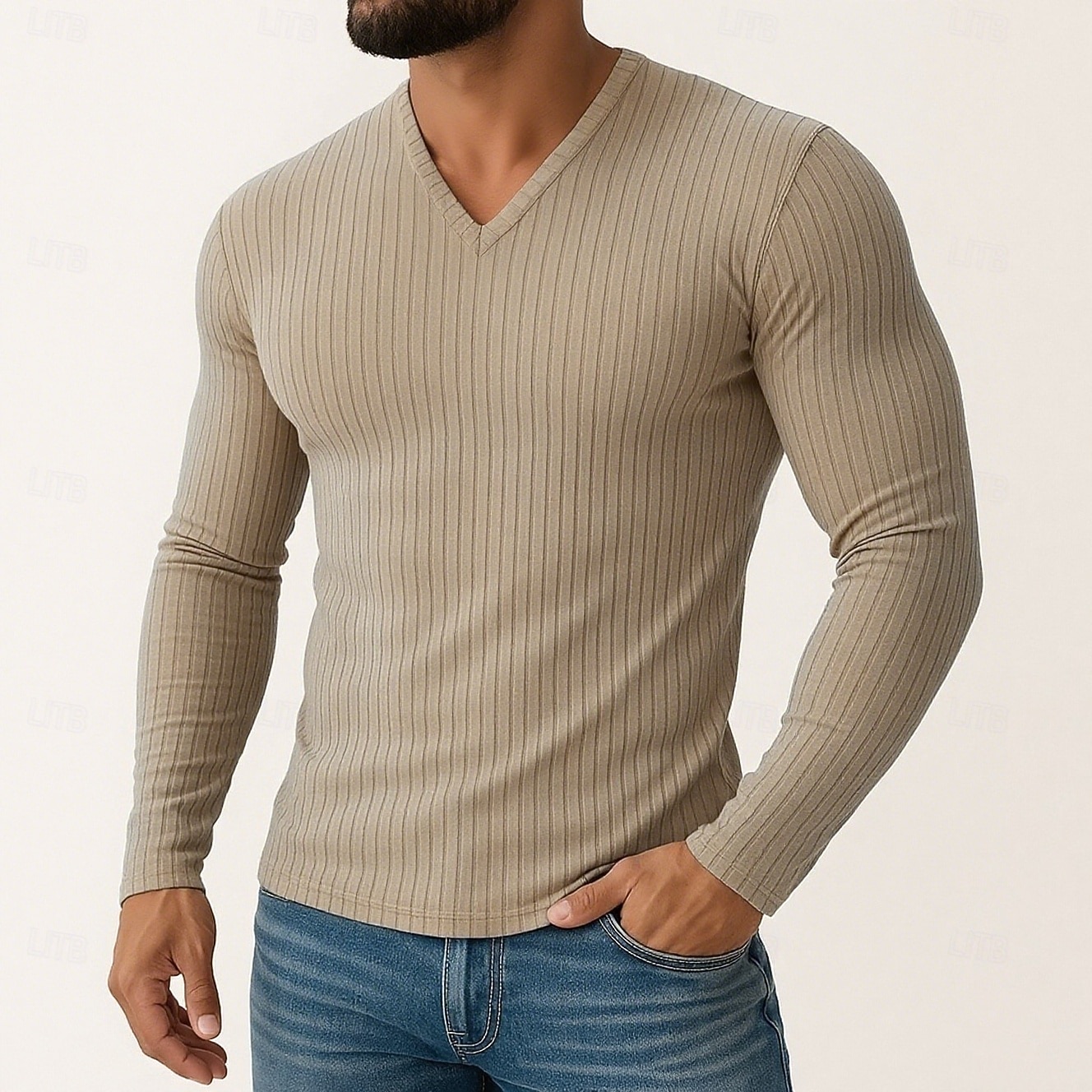 Per uomo Maglietta Maglietta a Maglia a Coste Camicia a Maniche Lunghe Manica Lunga Scollo a V Primavera Autunno Inverno Semplice Striscia di Fossa Moda Designer Essenziale Lavoro a maglia Vacanza del 2025 a $17.99 –P2