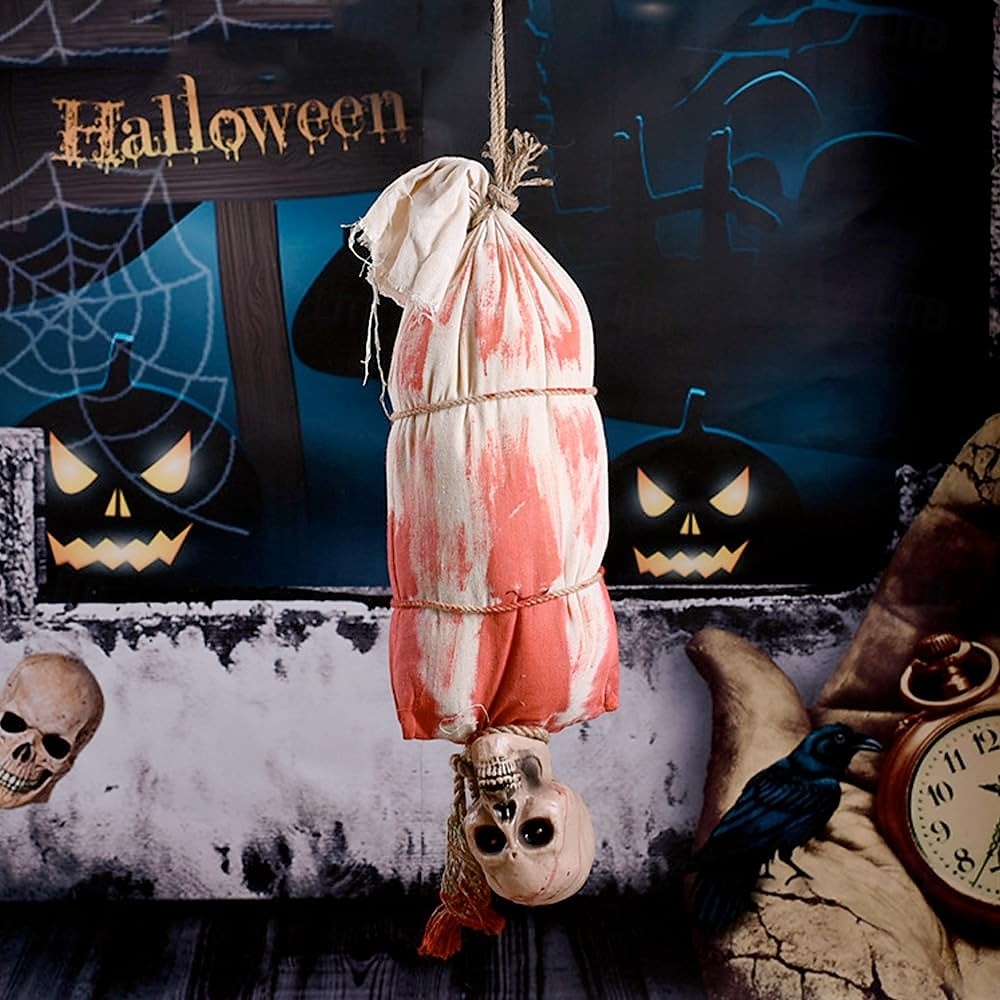 τρομακτικές διακοσμήσεις για το Halloween, κρεμαστό κουκούλι, κινούμενο σχέδιο με αιματηρό κρανίο, πτώμα με λαμπερά μάτια &Τρομακτικός ήχος για στοιχειωμένο σπίτι, στηρίγματα για πάρτι, διακόσμηση 2025 - $97.99 –P1
