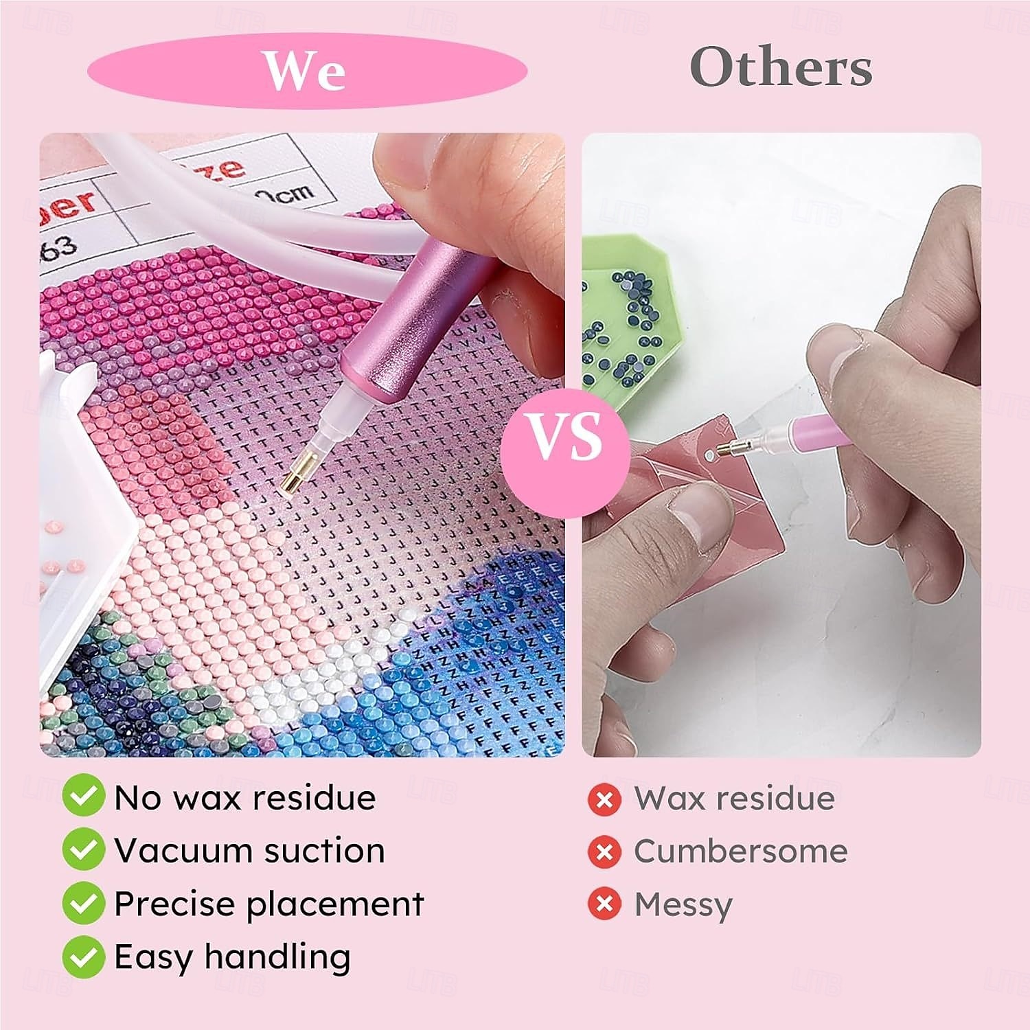 USB-virtalähteellä varustettu sähköinen timanttimaalauskynä, jossa on tyhjiösäilytysalusta, ergonominen kahva, säädettävät asetukset ja moniväriset harjaspäät kestävään ja vakaaseen askarteluun, 2026 - $30.99 –P8