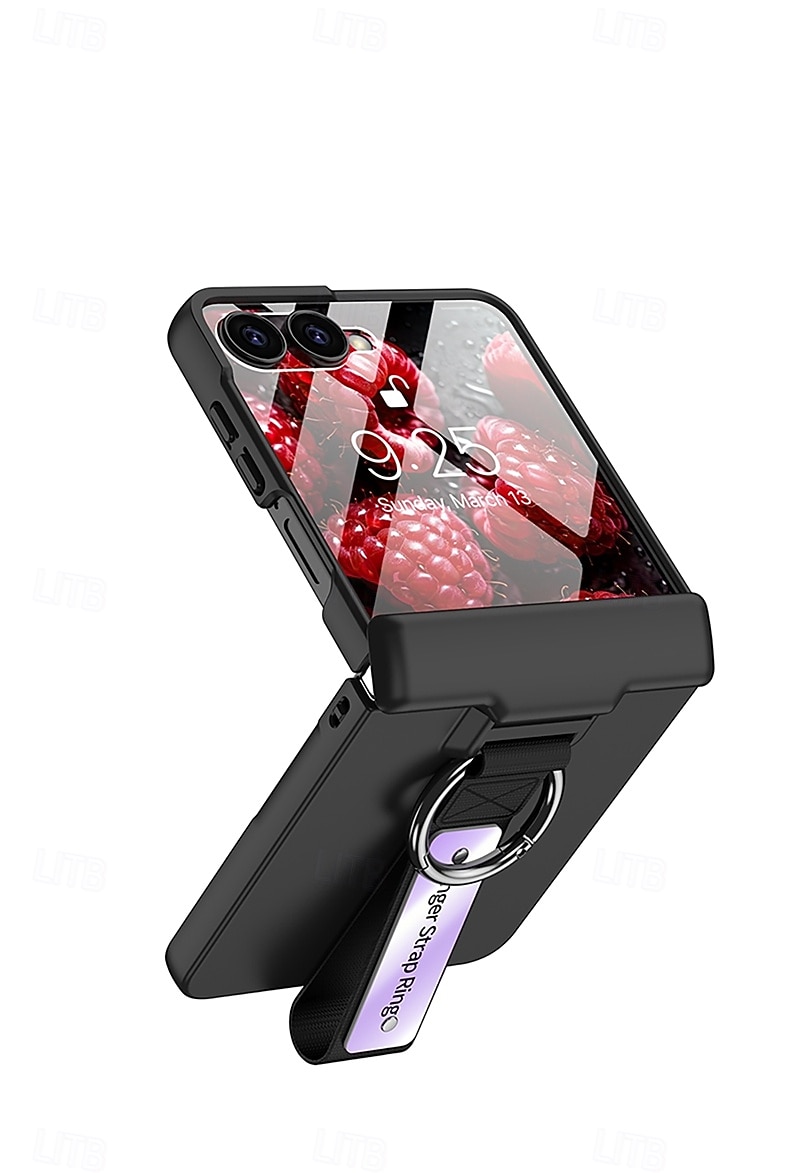 טלפון מגן עבור סמסונג גלקסי Z Flip 7 Z Flip 6 Z Flip 5 כיסוי אחורי עם רצועת יד אבזם טבעת עמיד בזעזועים רטרו PC 2025 - $24.99 –P6