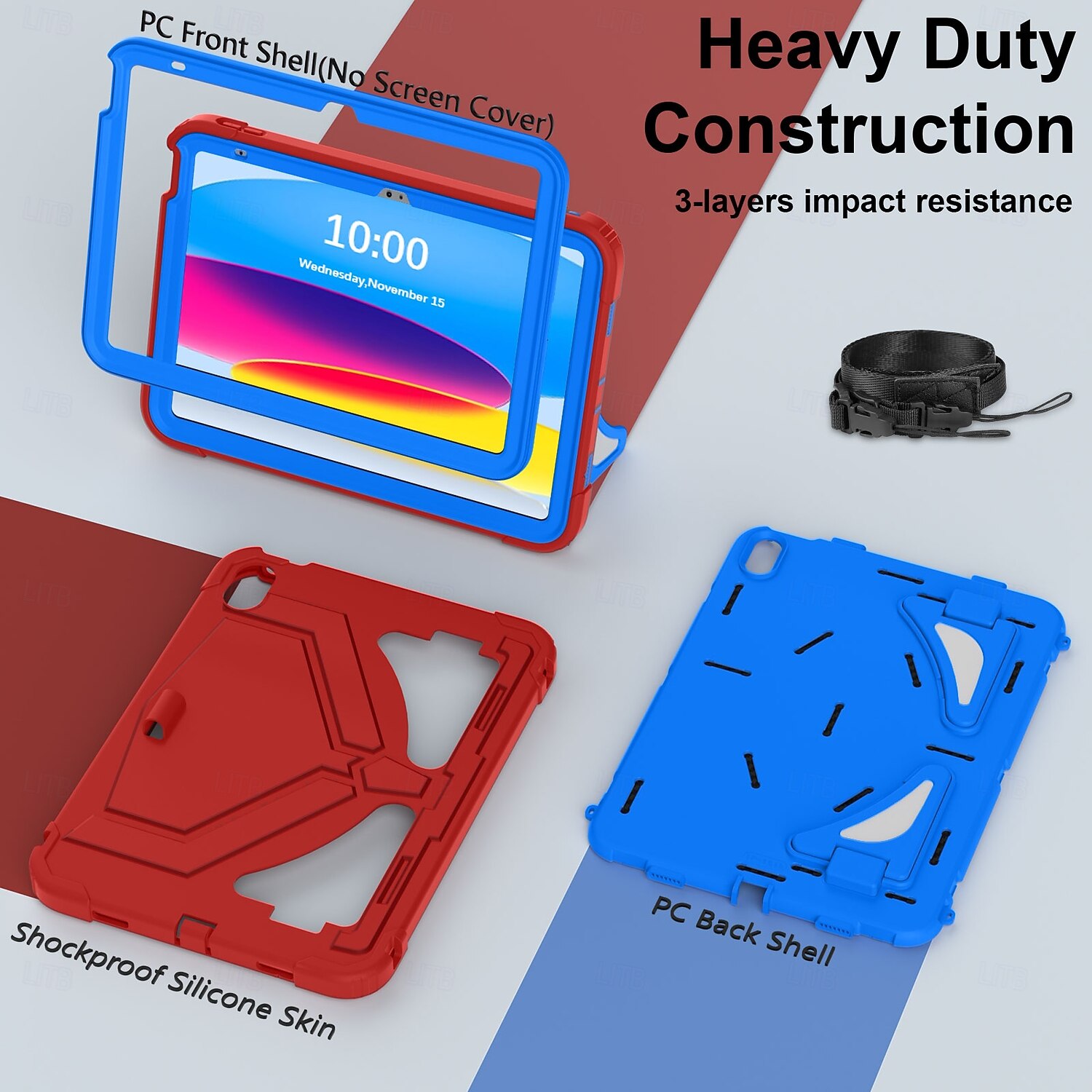 Tablet Case Cover For Apple iPad 10th 10.9'' Portable Shoulder Strap with Adjustable Kickstand Armor Silica Gel PVC 2025 - $19.99 –P5