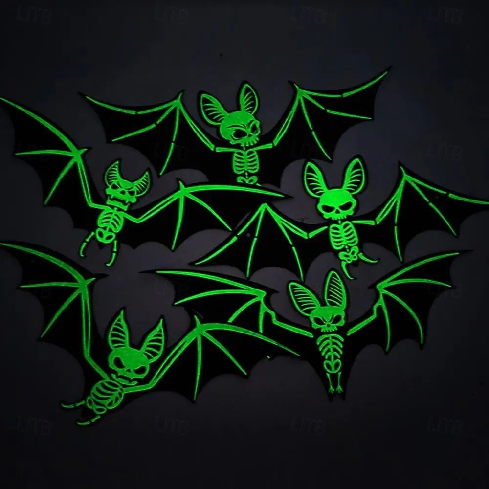10 pezzi di decorazioni per l'atmosfera horror di Halloween, appese agli alberi con luce notturna fluorescente da pipistrello stereoscopico 3D, decorazioni per feste e case infestate del 2025 a $21.99 –P8
