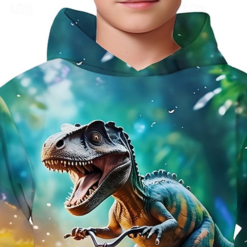 Dla chłopców 3D Dinozaur Bluza z Kapturem Długi rękaw Wiosna Jesień Moda Moda miejska Dzieci 4-12 lat Kaptur Na zewnątrz Codzienny Regularny 2025 - $18.99 –P2