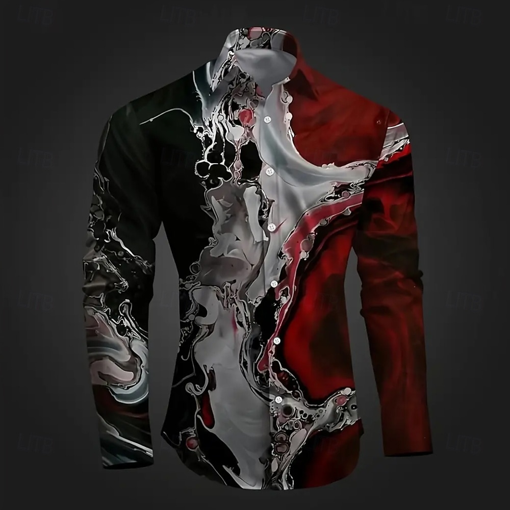 Per uomo Marmo Arte liquida astratta Camicia Camicia con Bottoni Camicia casual Manica Lunga Scuro Vacanza Quotidiano Abbigliamento casual alla moda Estate Primavera Collo ripiegato Stampa 3D camicie del 2026 a $27.99 –P1