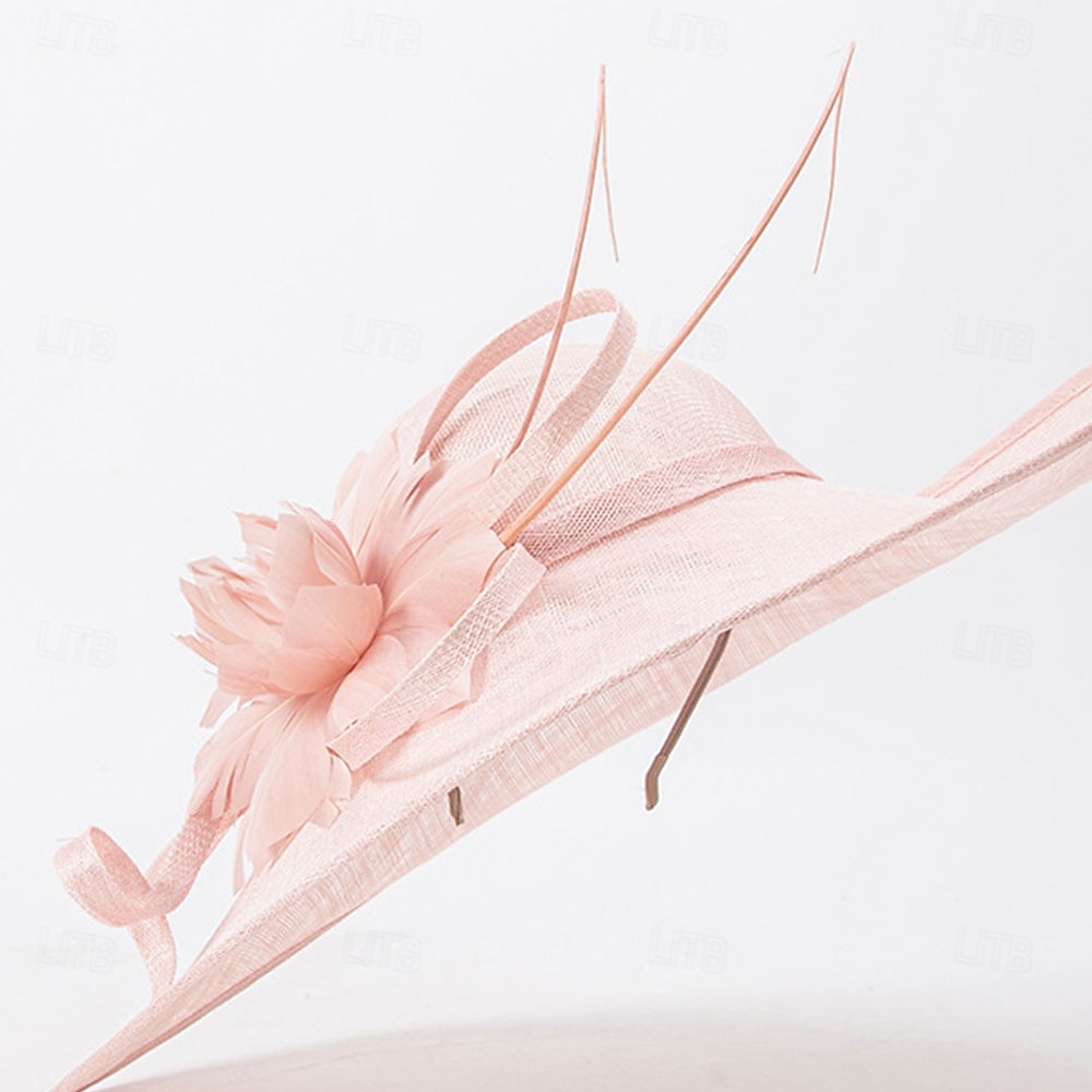 Hatter Sinamay Solhatt Bryllup Ferie Te Fest Hesteløp cocktail Elegant Årgang Solbeskyttelse Med Blomster Hodeplagg Hodeplagg 2025 - $86.99 –P12