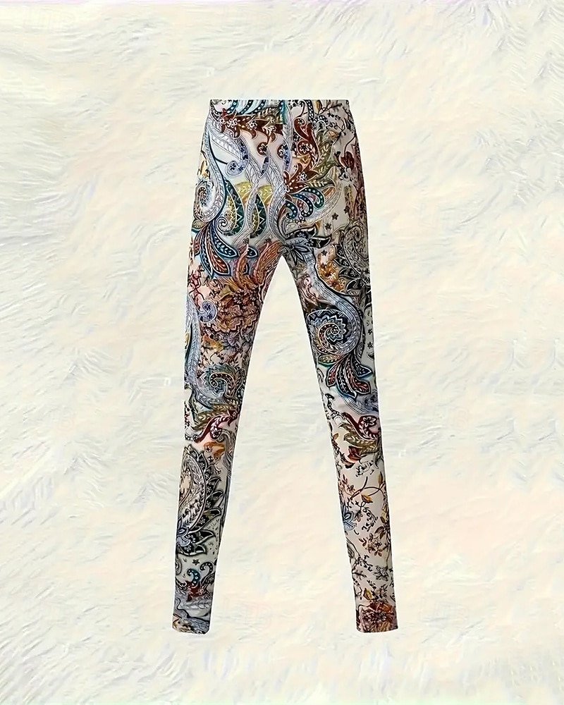 Dam Byxor Damasker Streetwear Ledigt Fullängd Hög midja Blommig Elastisk midja Mönster Mateial som andas Bekväm Elastisk Semester Gata Dagliga kläder Blå Sommar Vår Höst Normal 2025 - $17.99 –P2