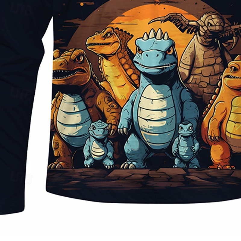 Pojkar 3D Tecknat Dinosaurie T-shirt Långärmad Vår Höst Mode Grundläggande Barn 4-12 år Rund hals Utomhus Ledigt Dagligen Normal 2025 - $13.99 –P11
