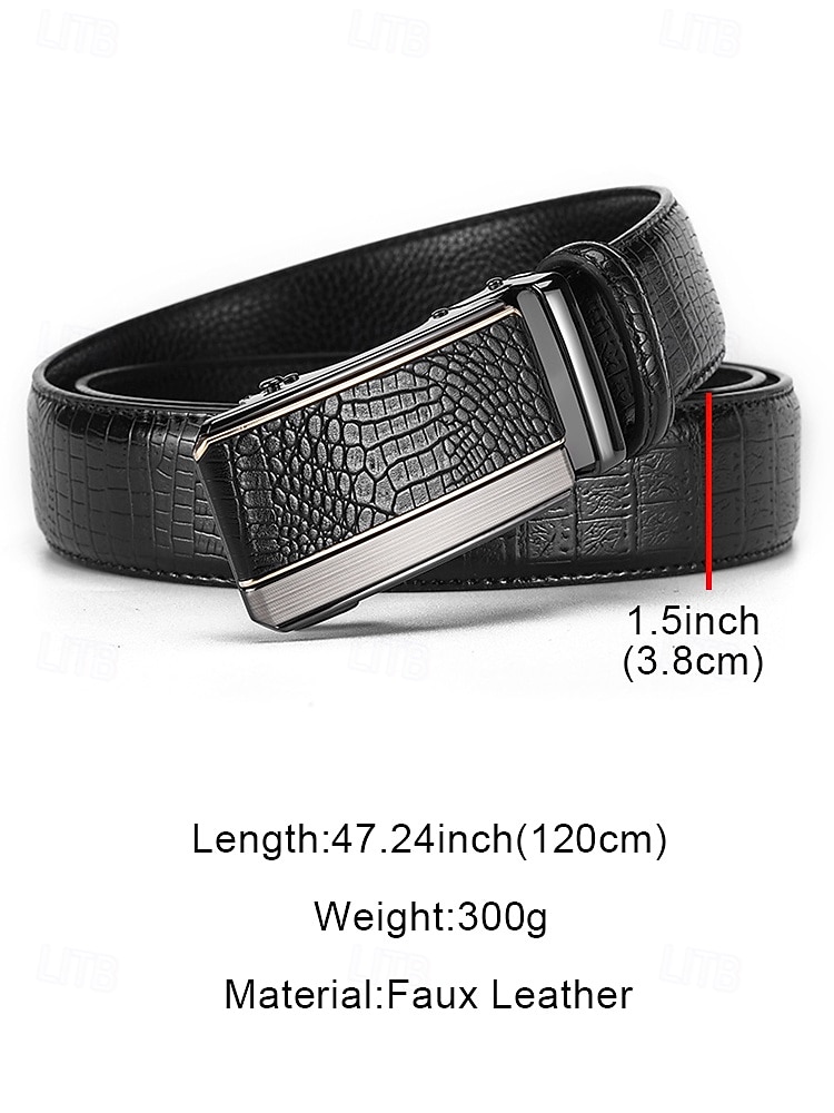 2026年 メンズクロコダイル柄フェイクレザーベルト - ビジネス、カジュアル、普段使いに調節可能な自動バックルドレスベルト  コレクション – $11.99 –P9