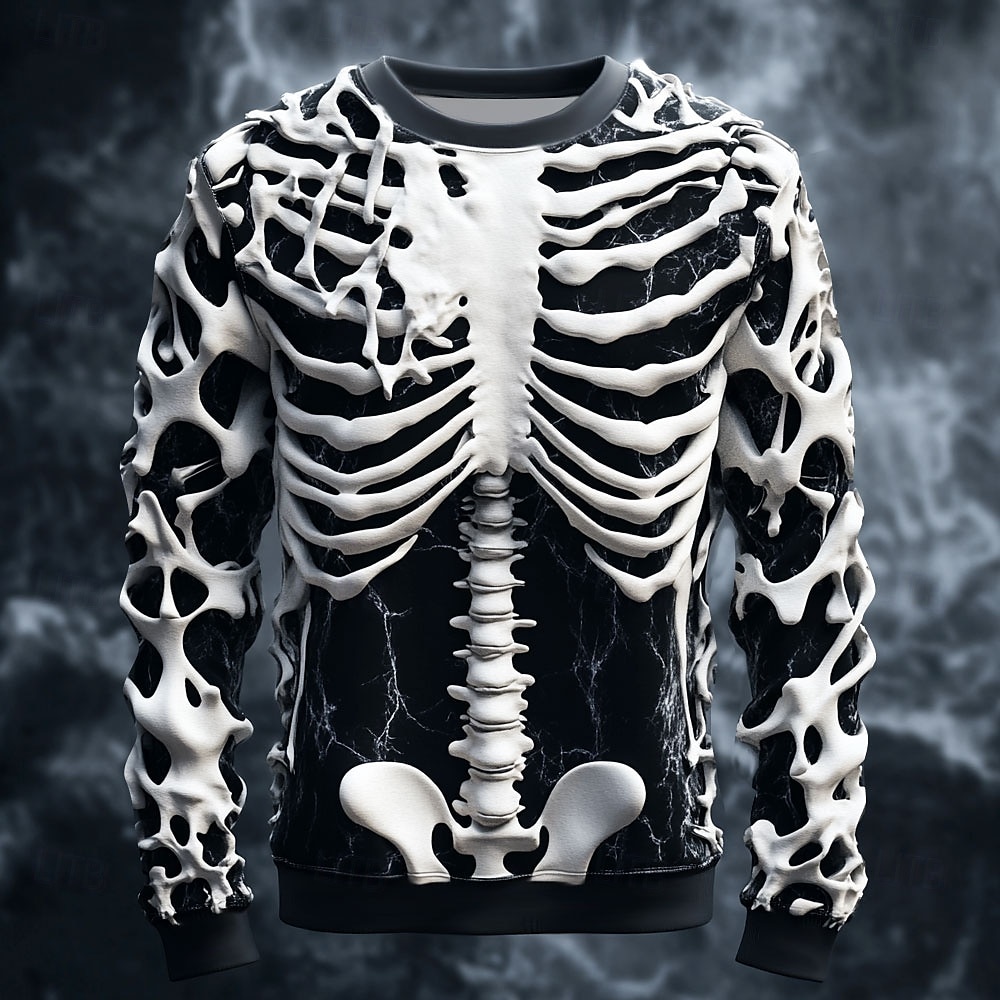 Halloween Den mrtvých lebka pánská 3D tisk kostra mikina punk párty dlouhý rukáv kulatý výstřih dovolená bílá fialová kulatý výstřih 3D celoroční designér 2025 - $30.99 –P1