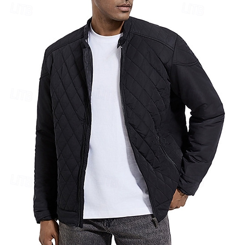 Per uomo Cappotto Invernale Giacca trapuntata Parka Tasca Poliestere Vacanza Abbigliamento quotidiano Data Regolare Moda Casual Confortevole Calore Termico Inverno Colore Solido / Tinta Unita Nero del 2026 a $59.99 –P6