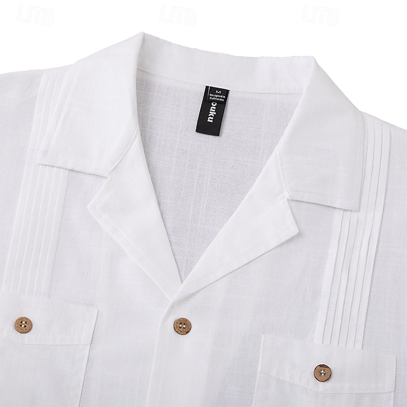 Per uomo Camicia Camicia di lino Camicia Guayabera Camicia Estiva Camicia da Spiaggia Camicia con Bottoni Semplice Vacanza Casuale Bianco Manica Lunga Colletto Estate Primavera & Estate Abbigliamento del 2025 a $25.99 –P3