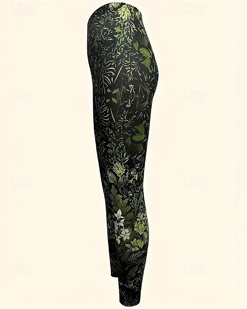 Dámské Kalhoty Legíny Pohodlné legíny Šik ven Na běžné nošení Plná délka Vysoký pas Květinový Elastický pas Tisk Prodyšnost Pohodlné Elastické Dovolená ulice Denní nošení Fialová Zelená Jaro Podzim 2026 - $19.99 –P5