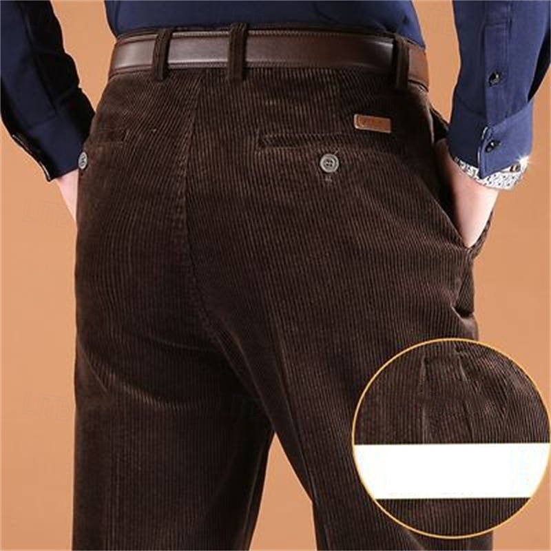 Herren Anzughose Cordhose Hose Chinos Tasche Knöpfe Einfach Komfort Formell Party Arbeit Mode Klassicher Stil Schwarz Marineblau Mikroelastisch 2025 - $41.99 –P9