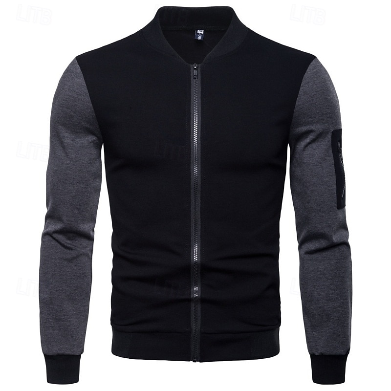 Hombre Sudadera Sudadera Con Capucha Pull-over Sudadera con capucha y botones Negro Gris Cuello Barco Cuello Mao Plano Retazos Bloque de Color Deporte Casual Diario Poliéster Ropa de calle Fresco 2025 - $39.99 –P3