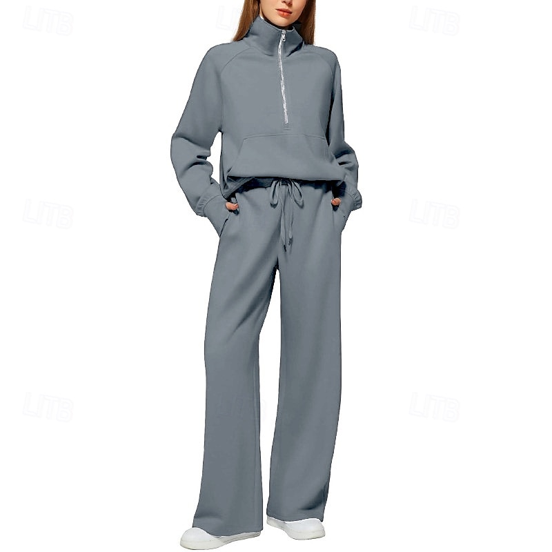 نسائي بدلة رياضية بنطلونات بنطلون واسع الساق دانتيل جيب لون سادة أطقم ملابس رياضية الخريف أسود أبيض الصالة الرياضية رياضات ركض ضد الهواء كم طويل رياضة ألبسة رياضية قابل للبسط عادي 2025 - $34.99 –P15