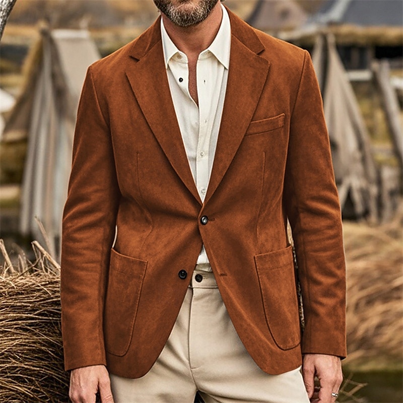Per uomo Giacca in finta pelle scamosciata Blazer in finta pelle scamosciata Affari Cocktail party Ricevimento di matrimonio Moda Casual Primavera Autunno Finta Pelle Scamosciata Semplice Tasca del 2025 a $58.99 –P10