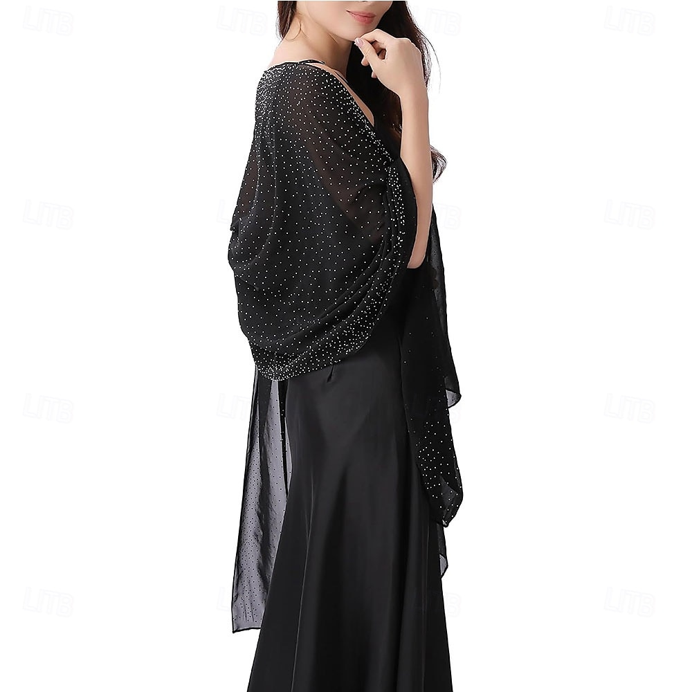 scialli e stole da donna per abiti da sera, scialli in chiffon trasparente con strass scintillanti, copriabiti formali del 2025 a $31.99 –P3