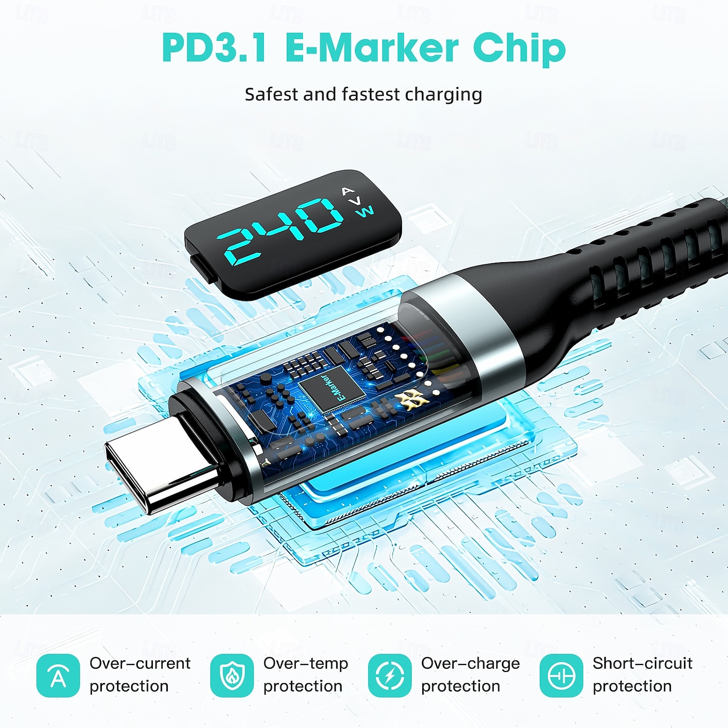 1 πακέτο Καλώδιο USB C Καλώδιο USB 3.0 Καλώδιο USB 4 USB C σε USB C 5 A Γρήγορη φόρτιση Υψηλή μεταφορά δεδομένων Ανθεκτικό Οθόνη LED Για iPhone Αξεσουάρ Κινητού Τηλεφώνου 2025 - $16.99 –P7