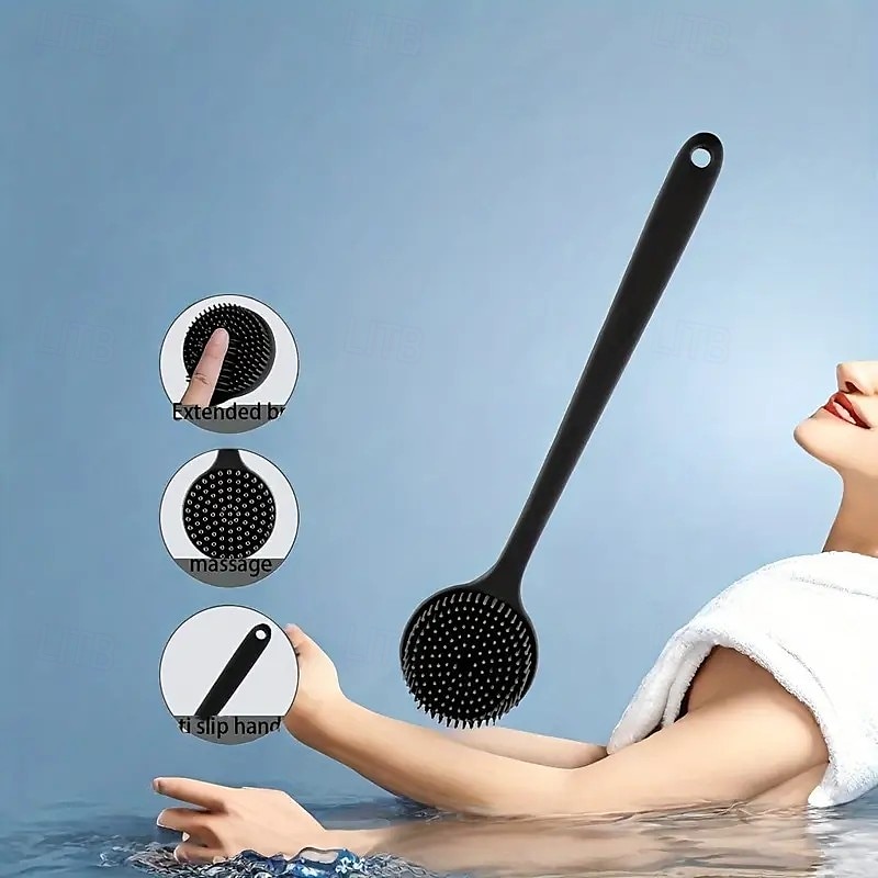 spazzola da bagno in silicone con manico lungo – spazzola esfoliante per la schiena con setole morbide, adatta a tutti i tipi di pelle, resistente &strumento per la doccia domestica igienico e facile del 2025 a $13.99 –P6