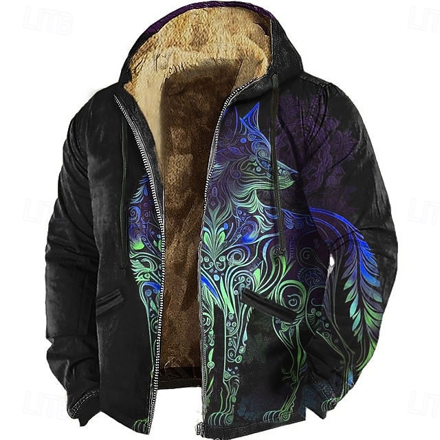 Per uomo Volpe 3D Pile Felpa con Cappuccio Felpa Vichingo Vintage Retrò Manica Lunga Girocollo All'aperto Abbigliamento casual alla moda Giallo Rosso Blu Verde Coulisse Autunno Inverno progettista S del 2026 a $51.99 –P4