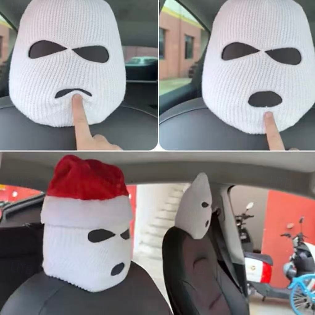 2 kpl henkilökohtainen hauska hattu auton istuimen päänsuojaan, universaalit auton niskatuen suojat, hauska persoonallisuus auton sisustuskoristeet, musta &valkoinen 2026 - $12.99 –P9