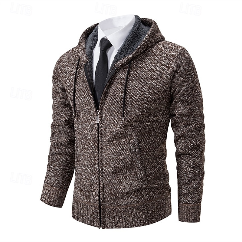 Herren Pullover Kleid Pullover Strickjacke Reißverschluss-Pullover Strickpullover Gerippt Stricken Normale Oberteile Gestrickt Gerippt Einfach Mit Kapuze Mode Schals Lässig Alltagskleidung Bekleidung 2025 - $25.99 –P6
