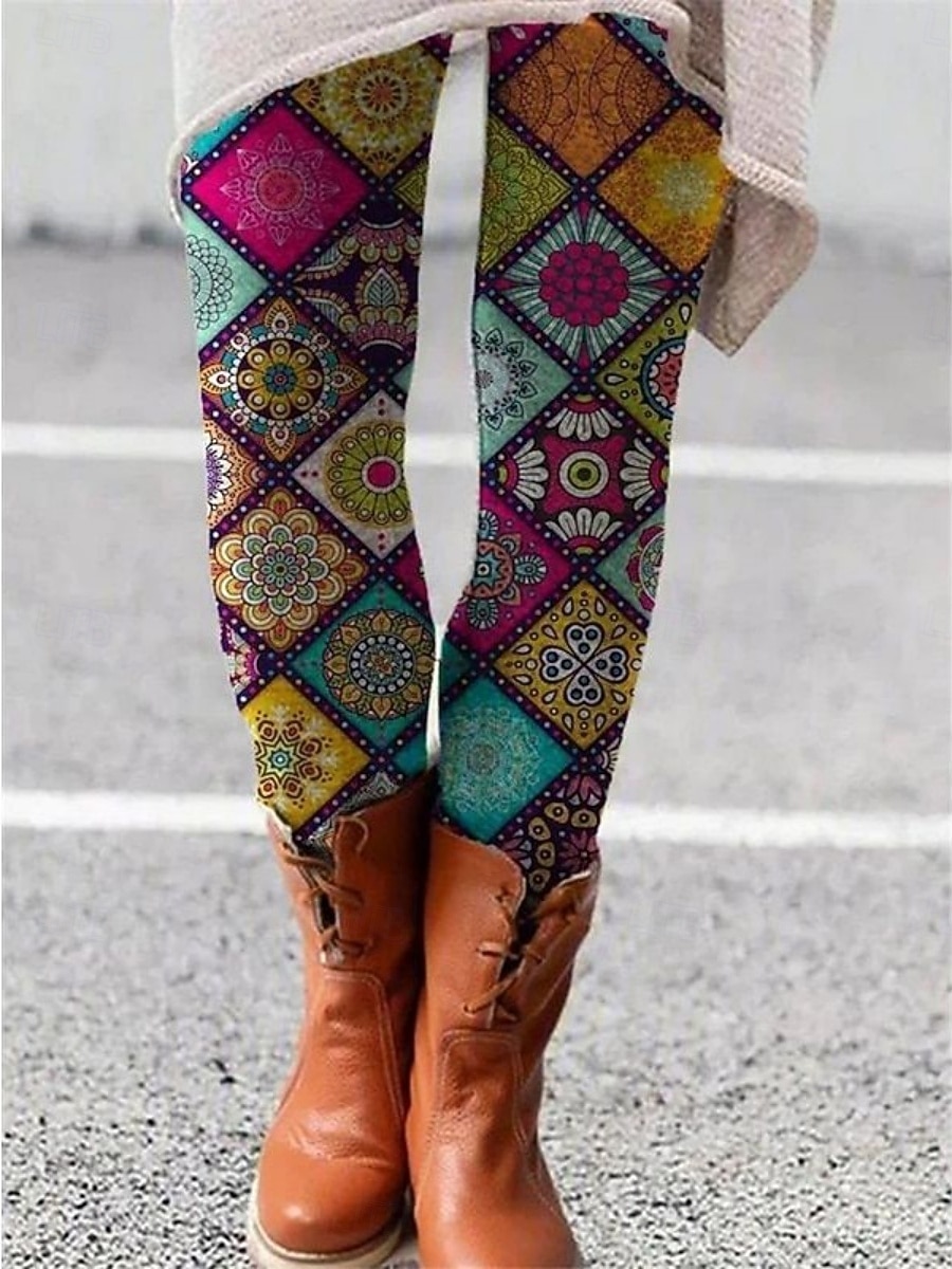Per donna Pantaloni Leggings Leggings comodi Vacanza Vintage Lunghezza intera Vita Alta Floreale Geometria Elastico in vita Stampato Traspirabilità Confortevole Elasticizzato Vacanza Streetwear del 2026 a $20.99 –P3