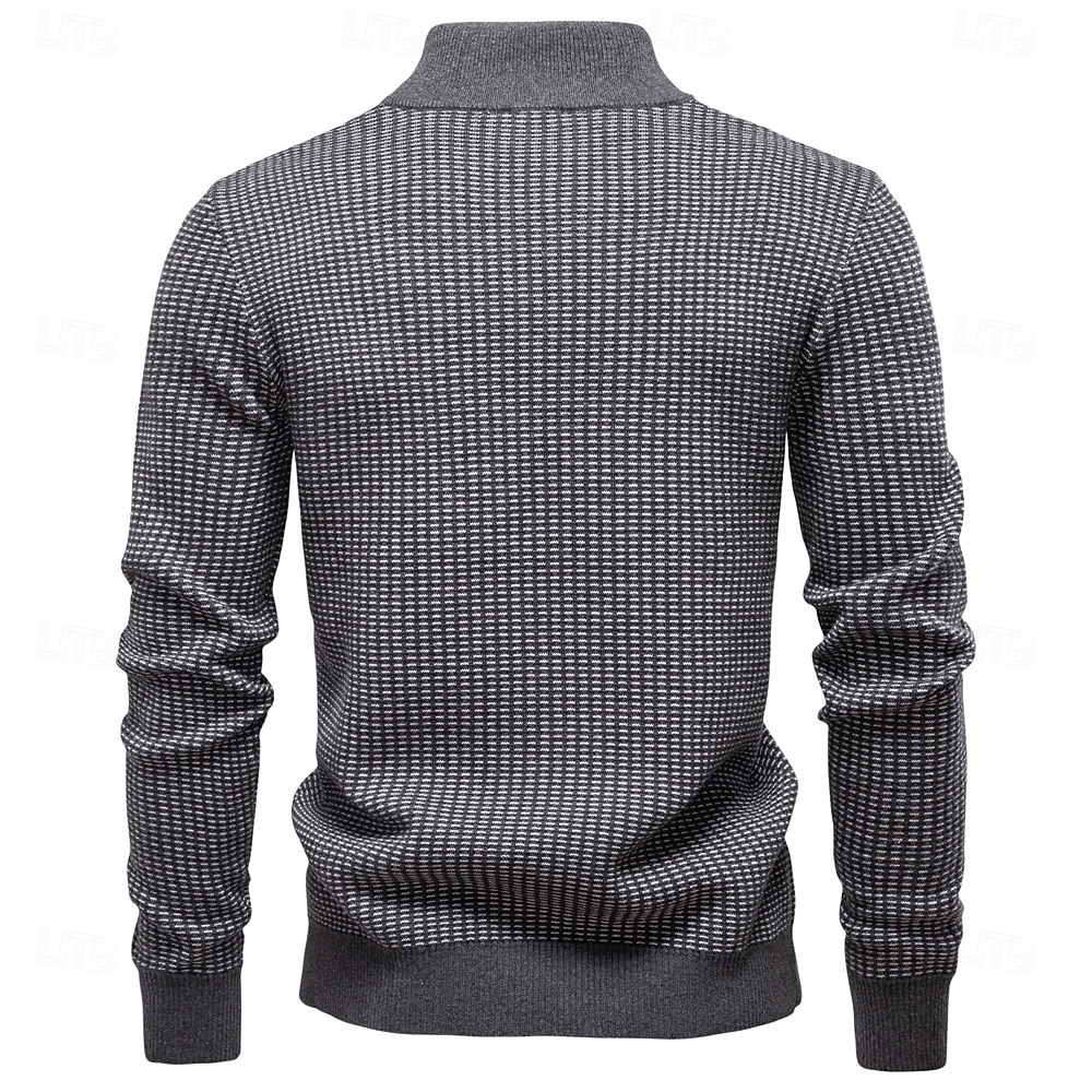 Herr Tröja Kabel Sticka Vanliga toppar Halv dragkedja Färgblock Geometrisk Kinakrage Elegant Häftig Skola Semester Kläder Vår Höst Svart Brun S M L 2025 - $50.99 –P11