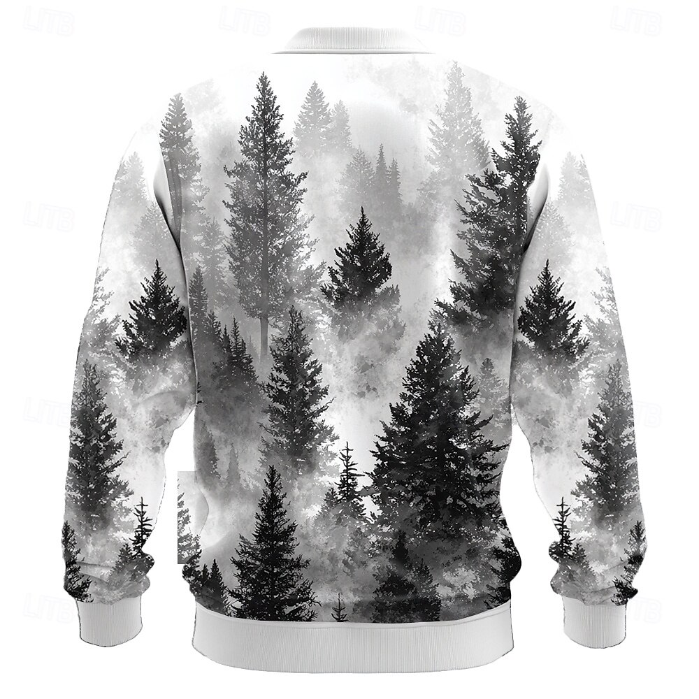 Herren Baum 3D-Druck Pullover Lässig Langarm Rundhalsausschnitt Weiß Blau Rundhalsausschnitt 3D Grafik Ganzjahres Designer 2025 - $26.99 –P2