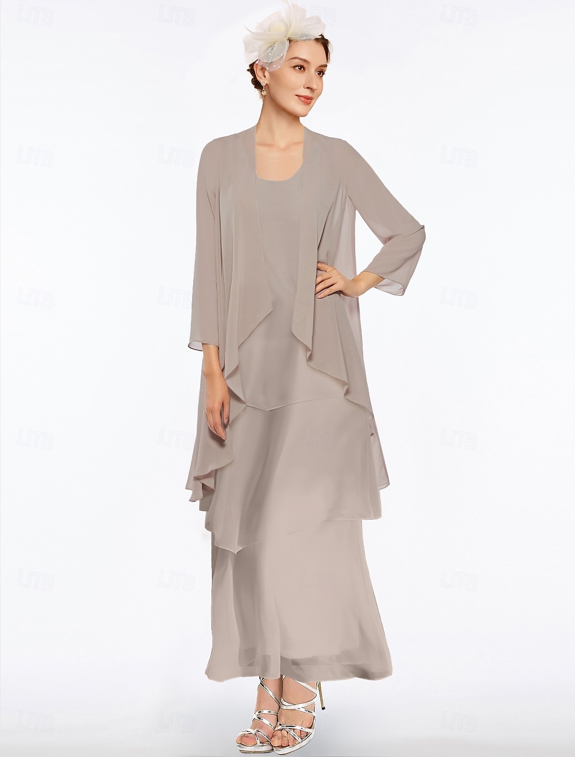 Sheath Column Ankle Length Wedding Guest Dress Mother of the Bride Dress Sleeveless V Neck Elegant Simple Wedding Guest Semi Formal Chiffon with Tier Solid Color 2026 - $172.99 –P2