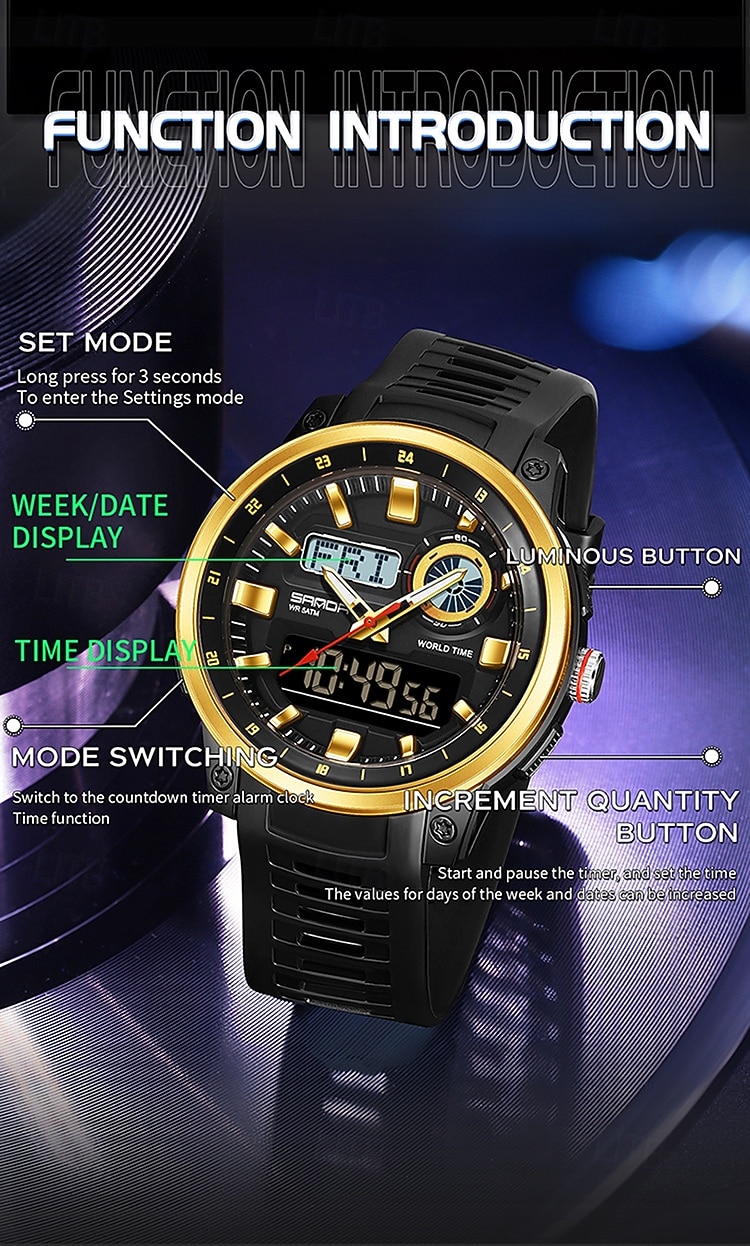 SANDA Fashion Brand Sport Electronics Watches Gift for men Outdoors Analog Digital Man Watch Luminous Waterproof Backlight Wristwatch 2026 - $35.99 –P9