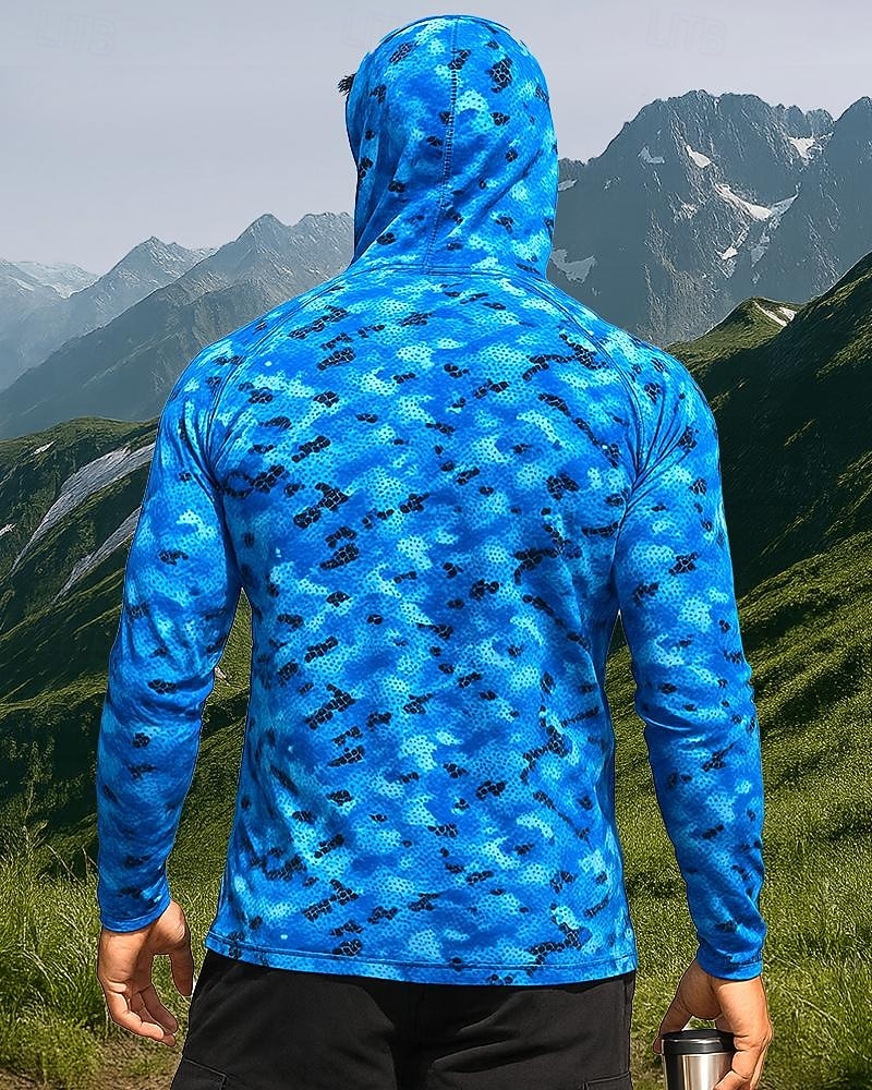 Муж. Рубашка для туризма и прогулок Рубашка Рыбалка Футболка с защитой от ультрафиолета Длинный рукав Капюшон Верхняя часть На открытом воздухе УФ-защита от солнца Дышащий Весна Осень Полиэстер 2026 - $34.99 –P2