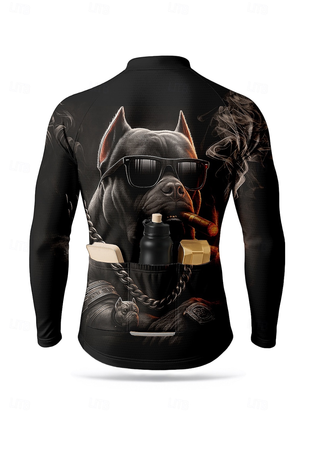 בגדי ריקוד גברים חולצות חולצת ג'רסי לרכיבה גראפי חיה כלב שרוול ארוך אופנייים ג'רזי צמרות עם 3 כיסים אחוריים רכיבת הרים רכיבת כביש שמש הגנה מפני השמש קרם הגנה ייבוש מהיר ספורט שחור ביגוד 2026 - $34.99 –P2