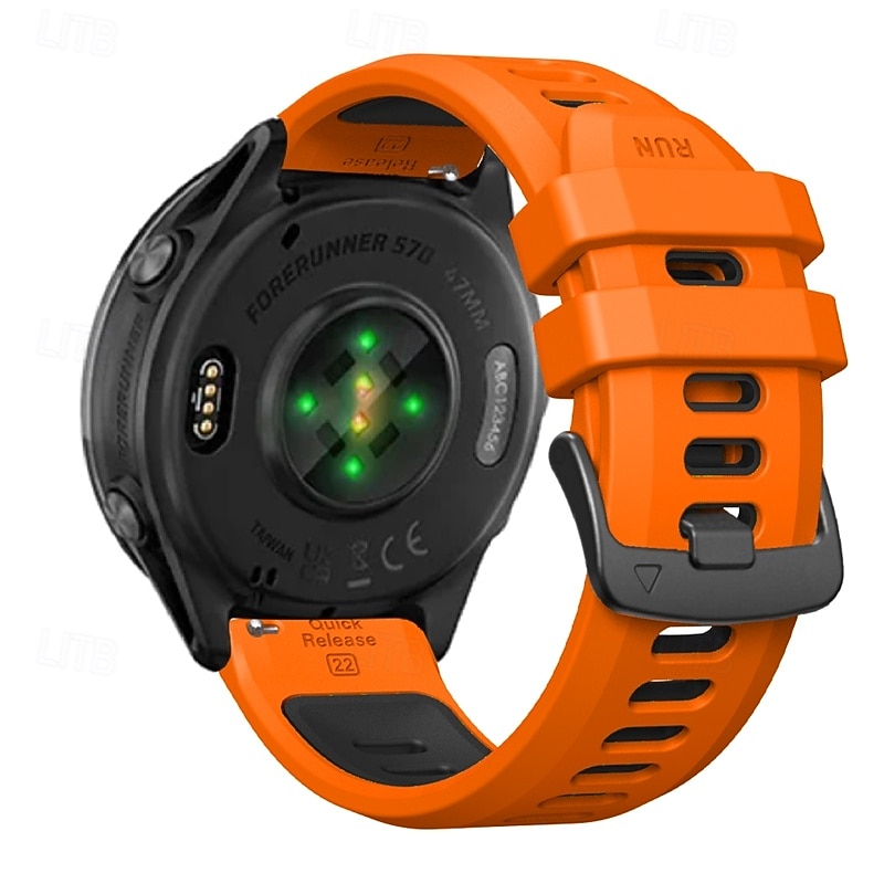 Klokkerem til Garmin Forerunner 570 47 mm/265 (musikk)/255 (musikk)/Venu 3/Vivoactive 4 Marq Descent Quatix 22 mm silikonrem i rustfritt stål, tofarget 2025 - $15.99 –P5