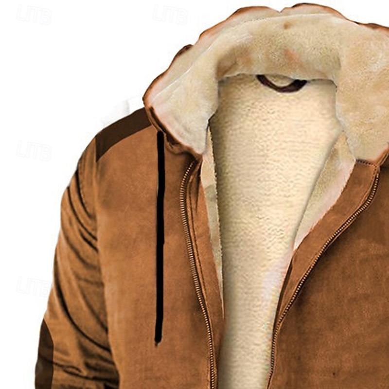 Per uomo Felpa con cappuccio Felpa con cappuccio a zip intera Felpa con cappuccio in pile Felpa con cappuccio foderata in pile Blu Marrone Verde Cachi Con Cappuccio Semplice Patchwork Blocco di colore del 2025 a $43.99 –P6