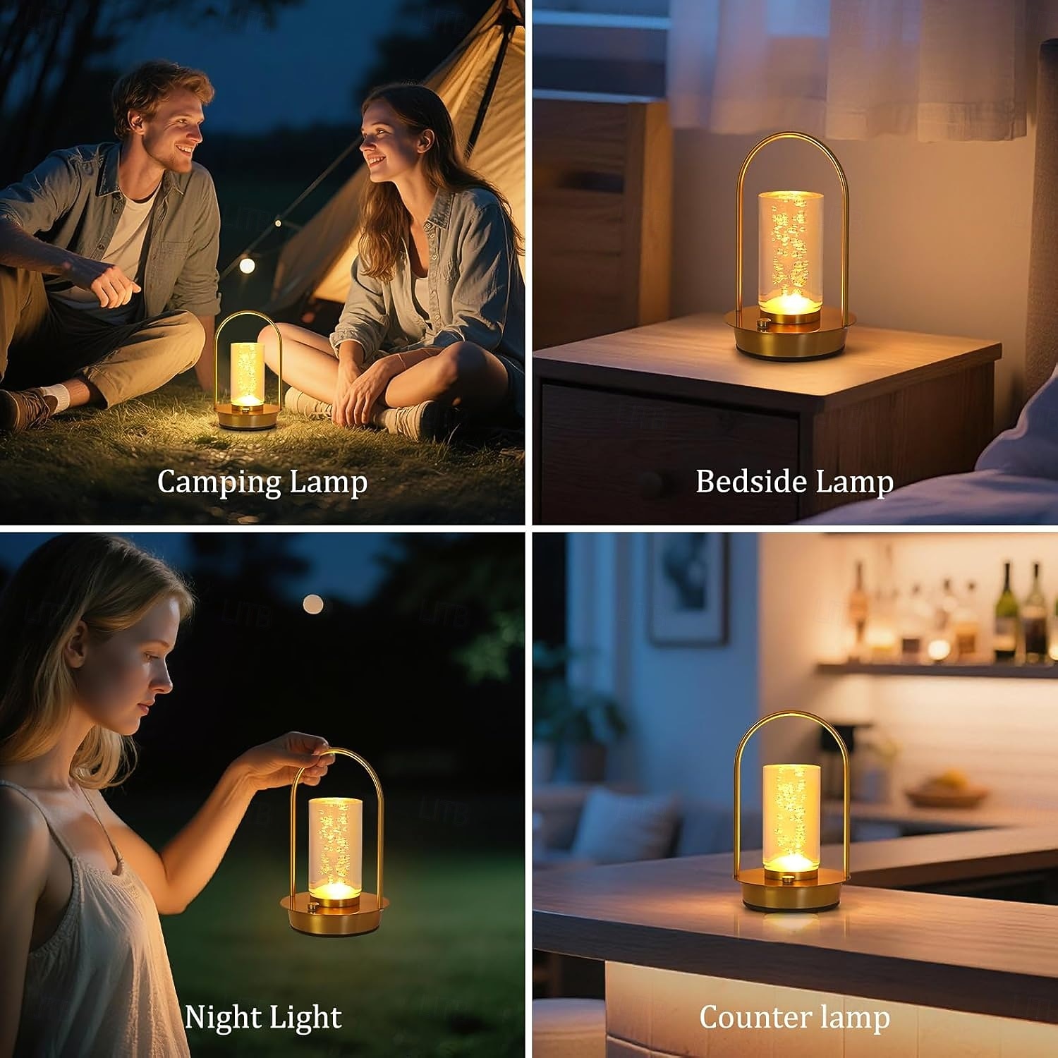 Lampe de table portable en métal pour extérieur et intérieur, 3 couleurs, sans fil, rechargeable, à intensité variable, alimentée par batterie, petite lampe de bureau, lanterne pour patio, chambre, de 2025 ? $20.99 –P8