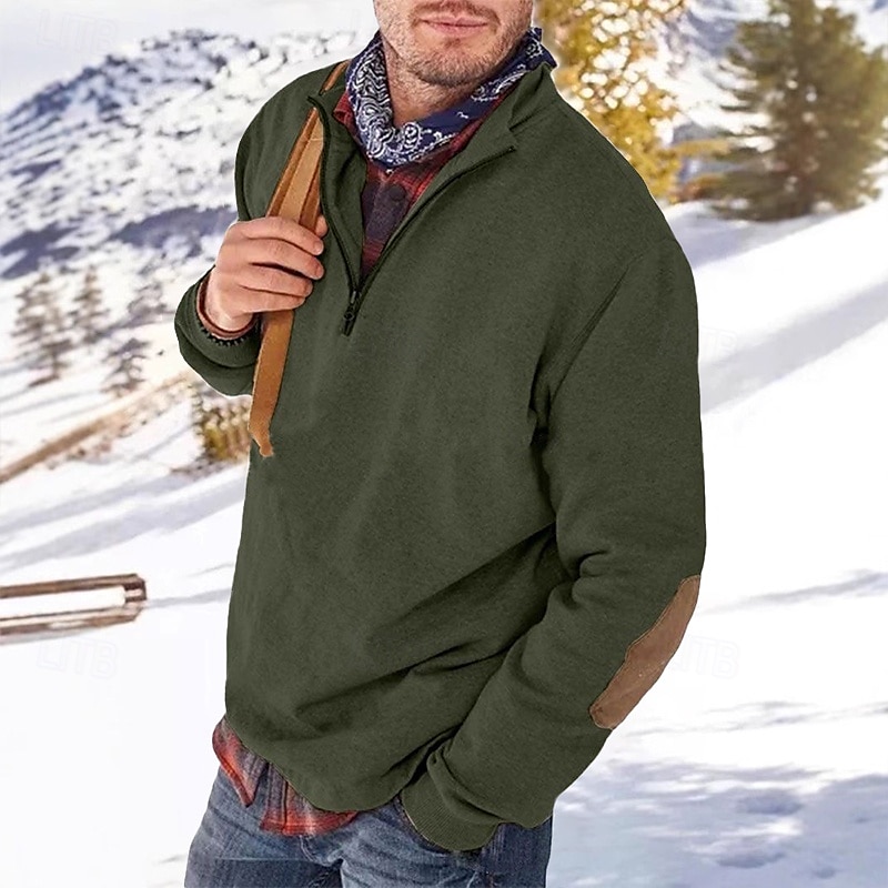 Hombre Sudadera Sudadera Con Capucha Pull-over Sudadera con un cuarto de cremallera Albaricoque Negro Blanco Amarillo Verde Ejército Cuello Mao Plano Retazos Deporte Casual Diario Ropa de calle 2025 - $23.99 –P10