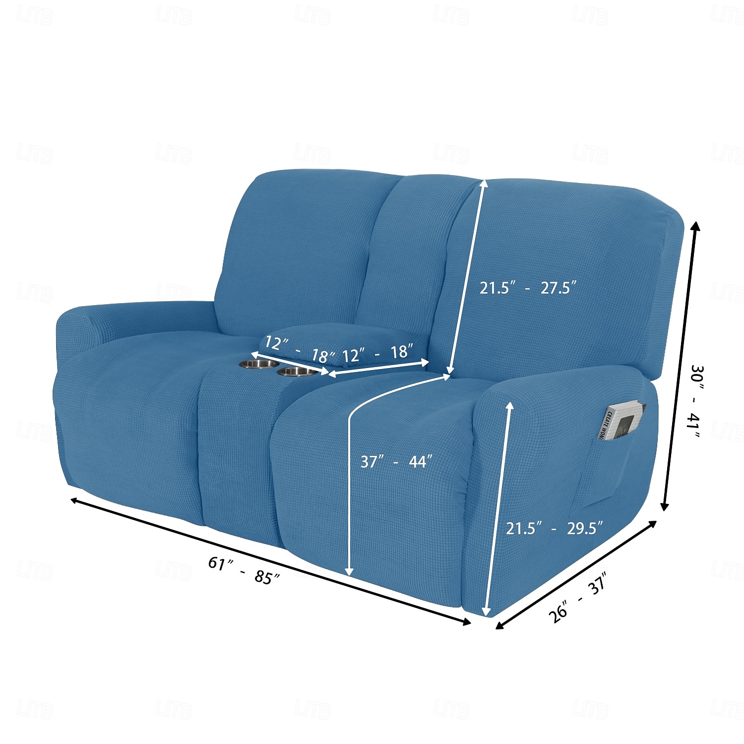 pokrowiec na fotel rozkładany z uchwytami na kubki - wzór siatki 5x5, nowoczesny fotel wypoczynkowy z niskim oparciem do salonu lub kina domowego 2026 - $78.99 –P8