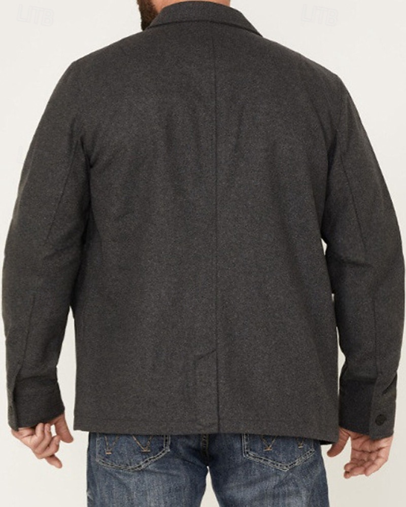 Homens jaqueta leve Jaqueta Carga Jaqueta casual Férias Diário Manter Quente Bolsos Outono Inverno Tecido Moda Clássico Lapela Padrão Preto Marron Cinzento Escuro Casaco de 2025 por $54.99 –P3