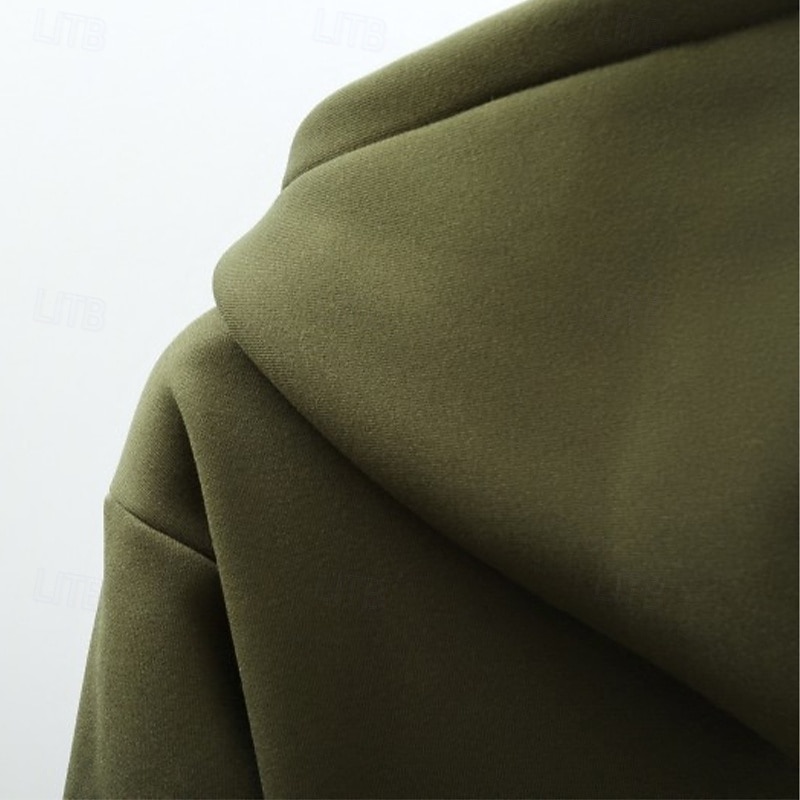 Per uomo Felpa con cappuccio Maglione Felpa con cappuccio in pile Felpa con cappuccio foderata in pile Nero Verde militare Caffè Verde chiaro Grigio Con Cappuccio Semplice Coulisse Sport & Outdoor del 2025 a $23.99 –P7