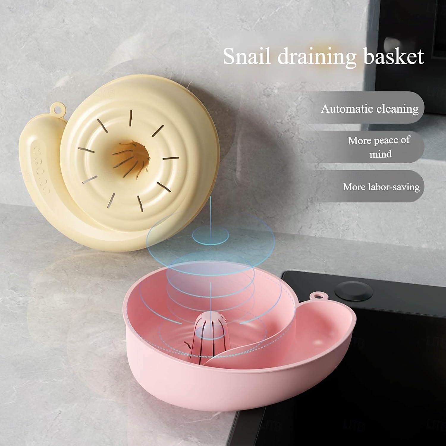 2pcs Snail Shaped Fruit Washer with Strainer Automatic Cleaning Basket with Efficient Draining System Heavy-Duty Plastic Kitchen Sink Organizer for Fruits, Vegetables, Pasta 2025 - $15.99 –P7