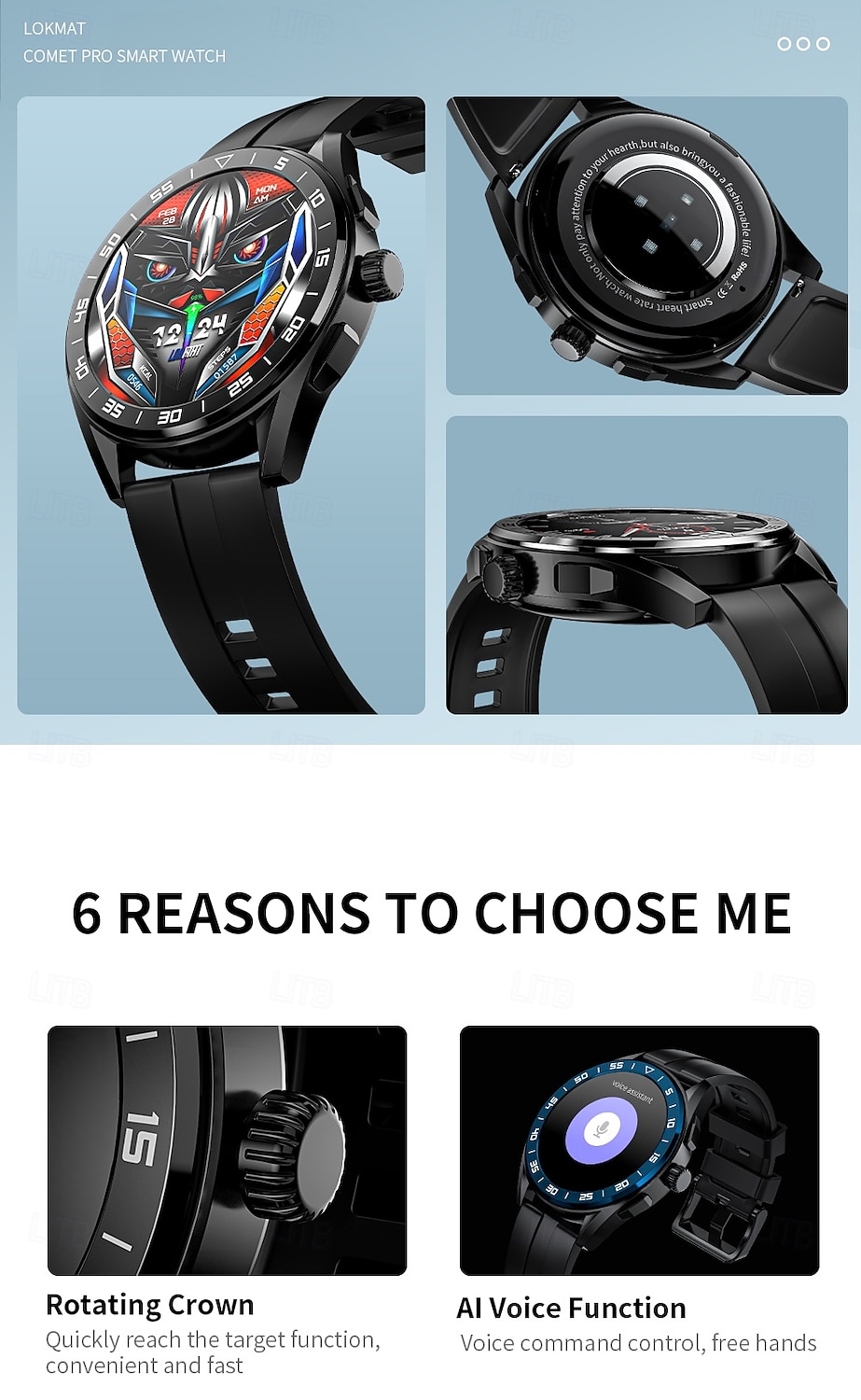 LOKMAT COMET PRO Smart Watch 1.32 inch Smartwatch Fitness Running Watch Bluetooth Pedometer Call Reminder Activity Tracker Compatible with Android iOS Women Men Long Standby Hands-Free Calls Media 2025 - $37.99 –P2