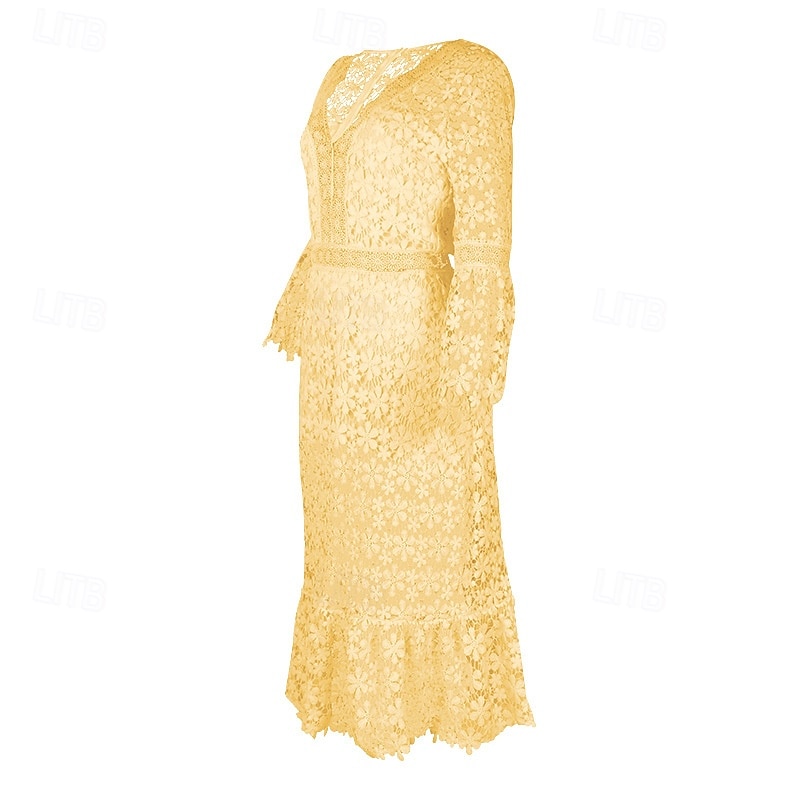 Damen Langes Kleid Maxikleid Spitzenkleid Freizeitkleid Sommerkleid Mode Modern Täglich Strand Wochenende Normale Passform Einfach Langarm V Ausschnitt Weiß Gelb Rosa Blau Sommer Frühling 2025 - $34.99 –P17
