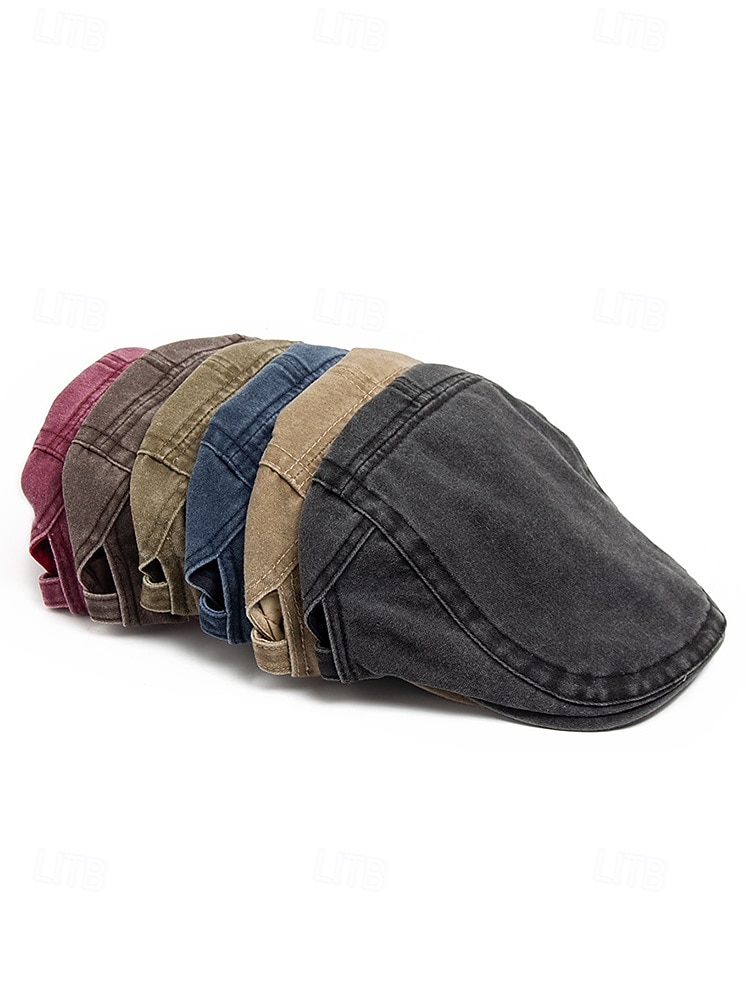 berretto piatto da uomo in cotone lavato con visiera edera – cappello da guida newsboy con fibbia regolabile, stile vintage leggero e traspirante per golf, viaggi, attività all'aperto e uso quotidiano del 2025 a $14.99 –P4