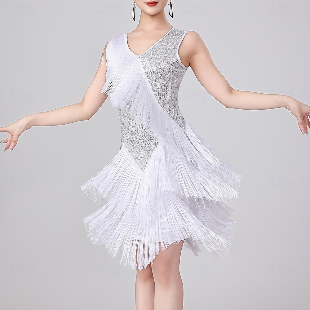 Danza Latina Vestito Nappa Colore puro Giunzione Per donna Performance Allenamento Senza Maniche Alto Poliestere del 2026 a $52.99 –P5