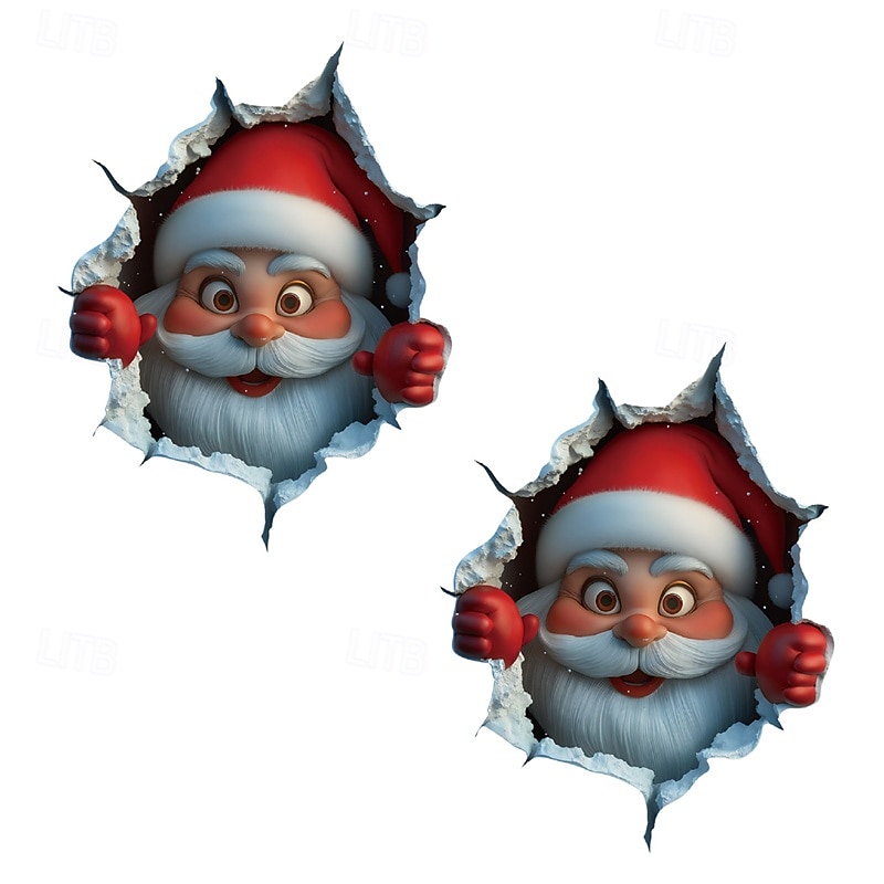2 peças de adesivo de parede Papai Noel quebrando, pode ser fixado nas paredes da porta do carro, janela, laptop, scooter, caminhão - adequado para decoração de feriados em casa e sala de estar de 2026 por $15.99 –P4